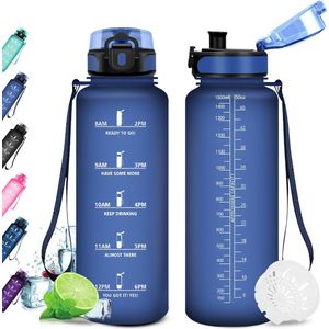 Inovra ® Multifunctionele Drinkfles met Tijdmarkering voor Sport en Dagelijks Gebruik, 1,5 l