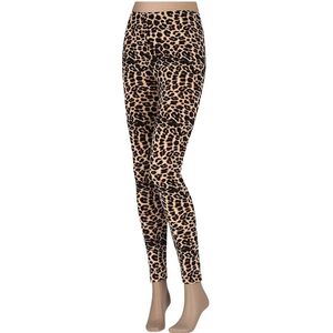 Leopard legging dames - Velvet - Multi Beige - Maat S/M - Leggings - Legging dames volwassenen - Panter legging - Legging dames katoen