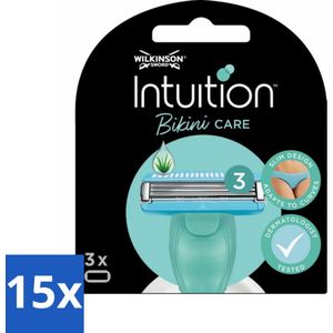 15 x Wilkinson Intuition - Navulmesjes - Bikini Care Duo - Praktisch - 3 mesjes - Intieme Zone Scheren - Bikini Care - Gevoelige Huid Scheren - Navulmesjes - Scheren Voor Vrouwen