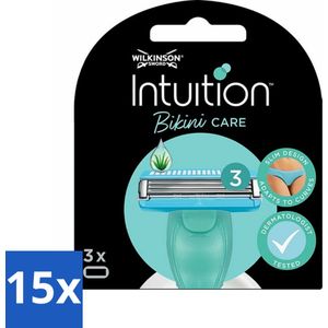 15 x Wilkinson Intuition - Navulmesjes - Bikini Care Duo - Praktisch - 3 mesjes - Scheerapparaat - Gladde Huid - Aloë Vera - Wilkinson Intuition