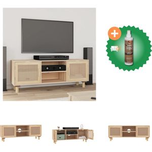 vidaXL Tv-meubel 105x30x40 cm massief grenenhout en rattan bruin - Kast - Inclusief Houtreiniger en verfrisser