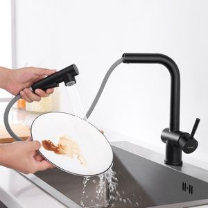 Lonheo max Keukenkraan met Uittrekbare Uitloop - Handdouche - Mengkraan -2 Waterafvoermodi - 360° Draaibaar - Zwart