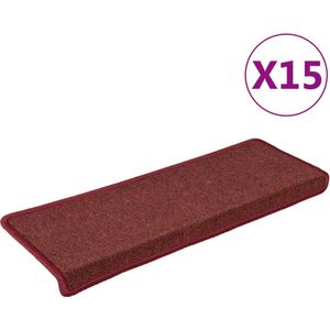 vidaXL Trapmatten 15 st - Matrood - 65x21x4 cm Trapmatten - Anti Slip - Loopmatten - Trappen Bekleden - Vloerbescherming