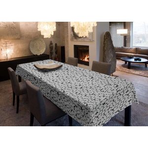 Joy@home Tafellaken - Tafelkleed - Tafelzeil - Afgewerkt Met Biaislint - Opgerold op dunne rol - Geen plooien - Trendy - Stones Zwart/Grijs/Wit