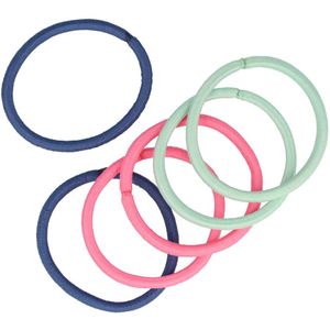 Haarsoires Haarelastieken basic - Zonder metaal - Roze groen blauw - Set van 6 - Eenvoudige Haar Elastieken voor Dagelijks Gebruik