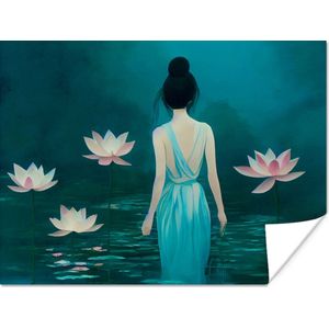 Vrouw - Portret - Water - Bloemen - Lelie
