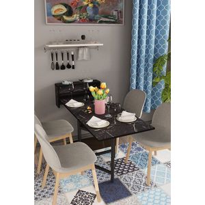 Beckenbau - Inklapbare tafel - Keukentafel - Eettafel uitschuifbaar - 133x65 - Zwart