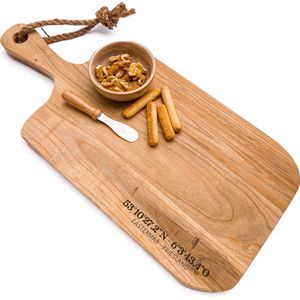 Serveerplank EASTERMAR - FRIESLAND met exacte coördinaten | Persoonlijk cadeau | Hout 40x18cm | Tapasplank van Jouw Plaats!