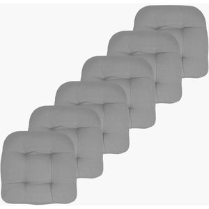 Terraskussens 19"" x 19"" voor Buiten - Dikke en Comfortabele Stoelpads, 6 Stuks, Zilver