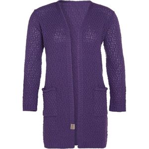 Knit Factory Luna Gebreid Vest Purple - Gebreide dames cardigan - Middellang vest reikend tot boven de knie - Paars damesvest gemaakt uit 30% wol en 70% acryl - 40/42 - Met steekzakken