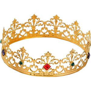 Widmann - Koning Prins & Adel Kostuum - Gouden Kroon Met Edelstenen Keizer - Goud - Carnavalskleding - Verkleedkleding