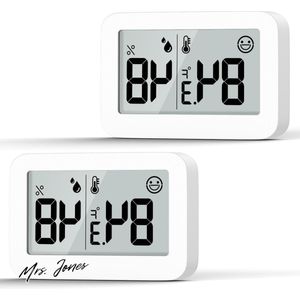 Mrs. Jones Mini Hygrometer Indoor Thermometer Vochtigheidsmeter - Celsius Vochtigheidsmeter Digitale Temperatuurmeter voor Humidors Kas Babyroom Kelder Reptiel Incubator Closet .
