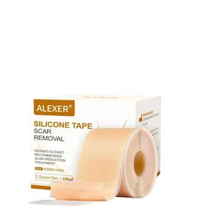 Alexer Silicone Tape Scar Removal - Zachte siliconen tape - Verwijderen van littekens - brandwonden - keizersnede-incisielijn - keloïden - chirurgische littekens - esthetische operaties - rimpels - door Dermatologen aanbevolen - 2,5 cm x 3 m / 1 rol