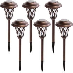 Zonne Pathway Lights Outdoor - 6 Stuks Super Heldere Hoge Lumen Zonne Aangedreven LED Tuin Lichten voor Gazon, Patio, Yard - Energieklasse A
