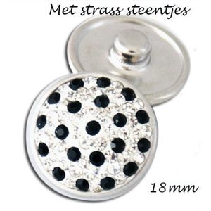 Purplebox - Click Button Drukknoop- 18 mm- Strass steen