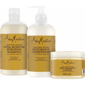 Shea Moisture Raw Shea Butter - Shampoo Conditioner & Haarmasker - Deep Treatment & Restorative - Set of 3