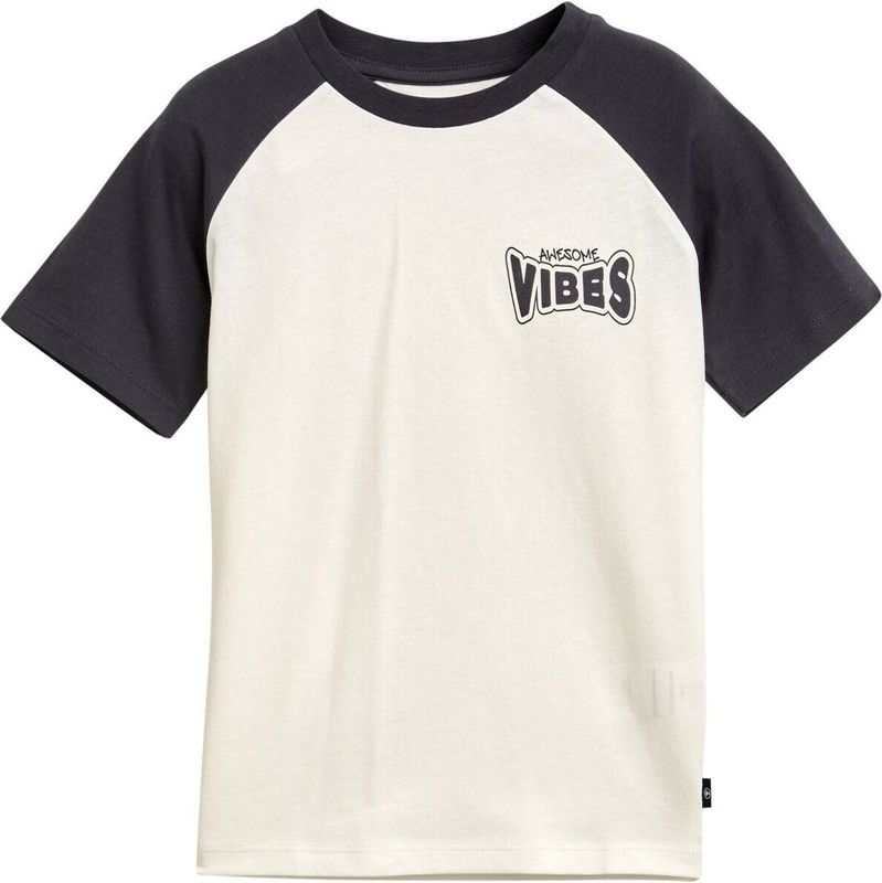 TOM TAILOR - Shirt - Donkergrijs/Wit - Jersey - Ronde Hals - Kwartmouw