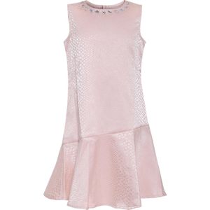 La V  jurk met kralen rond de hals licht zalm 116