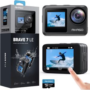 AKASO Brave 7 LE - Action Camera 4K - Waterdicht - Dubbel Touchscreen - 64GB - Zwart