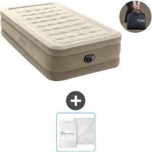 Intex Luchtbed - 1-Persoons - 99 x 191 x 46 cm - Beige - Inclusief pomp en Hoeslaken