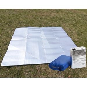 Dubbelzijdige aluminiumfolie, picknickdeken, 200 x 200 cm, warmte-isolatie, isolatiedeken, isolatiedeken, stranddeken, camping, strandmat, strand, outdoor, activiteit, yoga, tent, schuimmatten