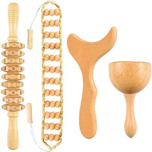 Houttherapie Massager Roller Cup Vormige Vis Staart Gua Sha Handleiding Hout Massager - Lymfedrainage Tool voor Armen Terug Benen massage roller