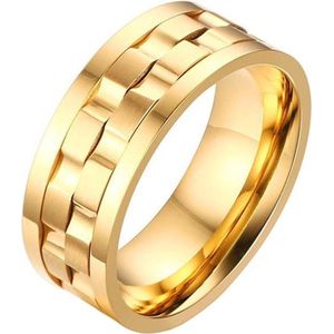 Mendes Jewelry heren ring Verguld Edelstaal Tandwiel-21mm