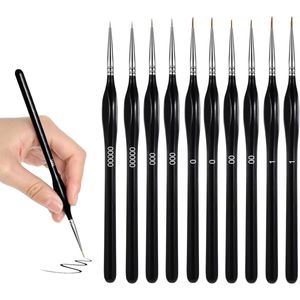 AOZUO 10 Pcs Fine Brush Set, 5 Sizes, Micro Detail Paint Brushes, Acrylic Brushes, Artist Brushes, Small Artist Brushes, Painting by Number, Brush for Acrylic, Watercolor, Oil, Miniatures
