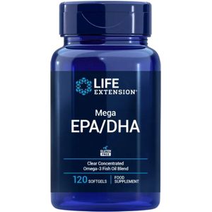Life Extension - Mega EPA/DHA - Visolie - 1440 mg EPA + 960 mg DHA per dagdosering - 120 Softgels - Gemaakt van Duurzaam gevangen Vis in de Stille Oceaan - Citroensmaak voor een Frisse inname Zonder Nasmaak - Voedingssupplementen