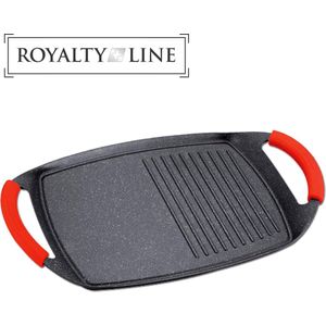 Royalty Line ® BTG47M Grillplaat Inductie - 47 cm - Plancha Inductie Met Ribbels - Grillpan Voor Alle Warmtebronnen - Grill Pan Met Afneembare Handvatten - Zwart