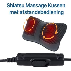 Massagekussen - Shiatsu Massage voor Nekmassage en Schouders Zwart - 4 Roterende Ballen - Infrarood Warmte - Instelbare Draairichting