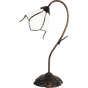 LumiLamp Tiffany Tafellamp 48 cm Wit Glas Tiffany Bureaulamp