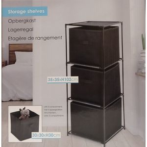 Storage Solutions - Opbergkast met 3 Opbergvakken - 35 x 35 x 102 cm