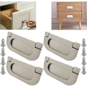 4 Stuks - Handgreep-Keukengreep - Handgrepen kast - Handgrepen voor deurtjes - Meubelbeslag - greepjes - Industriële Keukengreep - Zilver