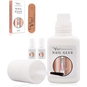 3 x 8g Sterke Nagellijm met Borstel en Voorbereidingsdoek - Doorzichtige, Onmiddellijk Drogende Kleefstof voor Professionele Nagelkunst