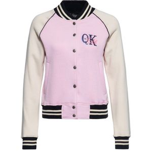 Queen Kerosin Damen Poodle Lounge College Sweatjacke Rosa-S