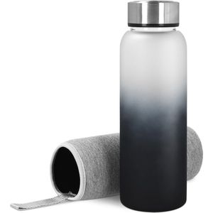 Navaris glazen drinkfles met kleurverkloop - Waterfles met sleeve van neopreen inclusief draaglusje - 950 ml - Lekvrije dop van roestvrij staal