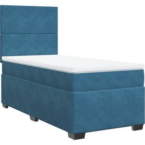 vidaXL - Boxspring - met - matras - fluweel - blauw - 80x200 - cm