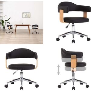 vidaXL Kantoorstoel draaibaar gebogen hout en kunstleer zwart - Kantoorstoel - Kantoorstoelen - Stoel - Stoelen