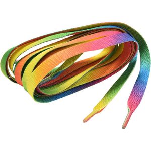 Schoenveters - Veters - Sneakerveters - Fat Laces - Plat - Regenboog - Veterlengte 110 cm – Breedte 10 mm