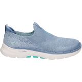 Skechers Go Walk 6 Glimmering Sneaker voor dames, Blauw Textiel Turquoise Trim, 36 EU