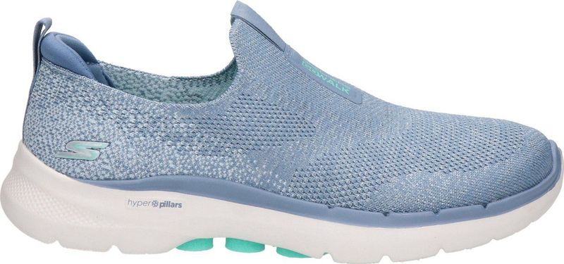 Skechers Go Walk 6 Glimmering Sneaker voor dames, Blauw Textiel Turquoise Trim, 36 EU