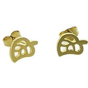 Aramat Jewels Oorbellen - Goudkleurige blad oorbellen 10×8 mm - Roestvrij staal - Mannen - Kinderen - [10mm]