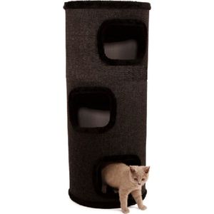 Krabton - Cattower - krabpaal - Krabpaal voor grote katten - Zwart - 44 x 44 x 112 cm