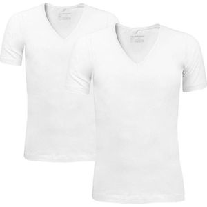 SCHIESSER 95/5 T-shirts (2-pack) - V-hals - wit - Maat: L