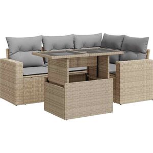 vidaXL Loungeset 5-delig - Beige - Inclusief Kussens