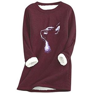 Dames Langarm Sweatshirt Plüsch Pullover met Ronde Hals