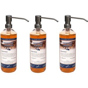 Handzeep Orange 500 ml - set van 3 stuks - met gratis RVS zilverkleurige pomp - Voordeelverpakking