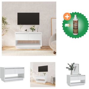 vidaXL Tv-meubel 70x41x44 cm spaanplaat hoogglans wit - Kast - Inclusief Houtreiniger en verfrisser