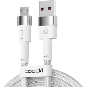 Toocki Oplaadkabel 'Fast Charging' - USB-A naar MICRO USB - 12W 2.4A Snellader - 1 Meter - voor Samsung, OnePlus, Xiaomi, LG, Nokia, Huawei, Sony, Motorola, Alcatel, OPPO, JBL - Controller PS4, Xbox One - Tot 2 Keer Sneller - Gevlochten Nylon - WIT